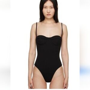 $245 m Medium HAIGHT Crepe black 1pc Swimsuit bikini